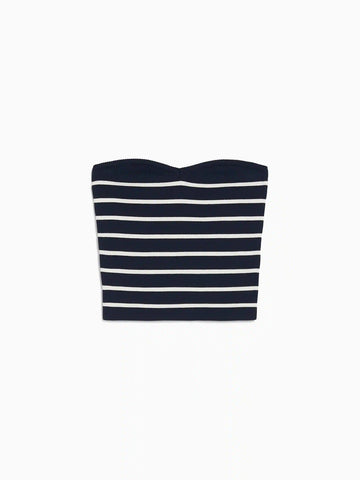 Bandeau-Crop-Top aus gestreiftem Strick