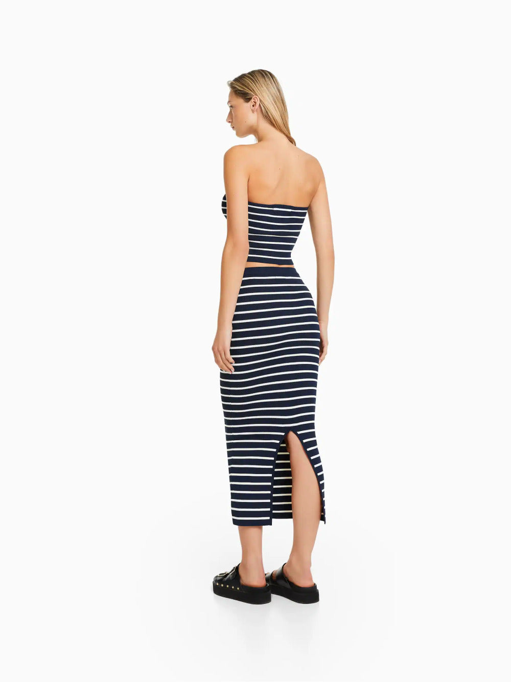 Bandeau-Crop-Top aus gestreiftem Strick