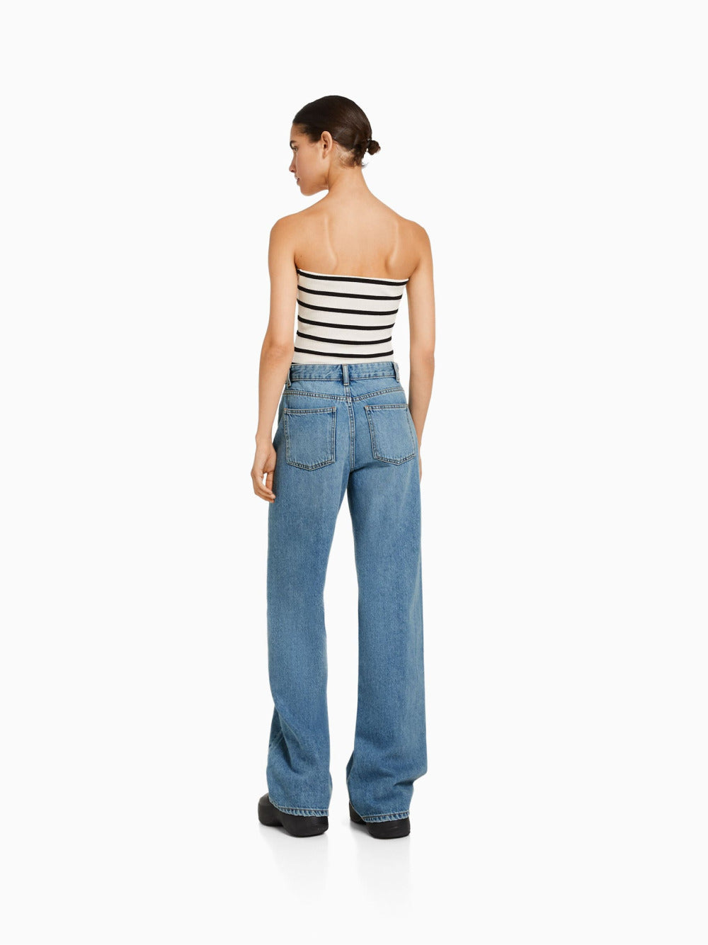 Bandeau-Crop-Top aus gestreiftem Strick