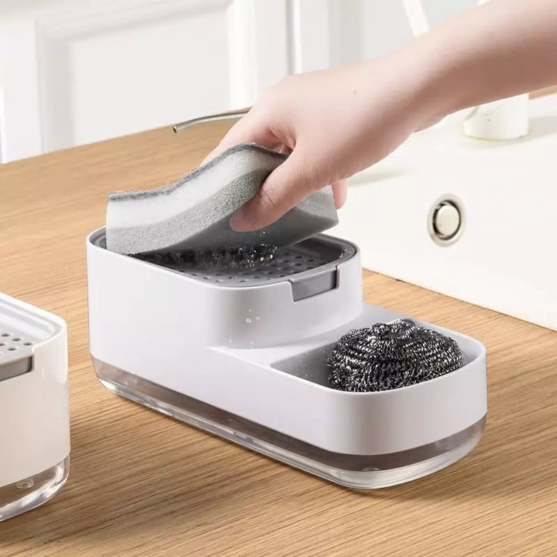 Distributore di detergenti e porta spugna per lavandino
