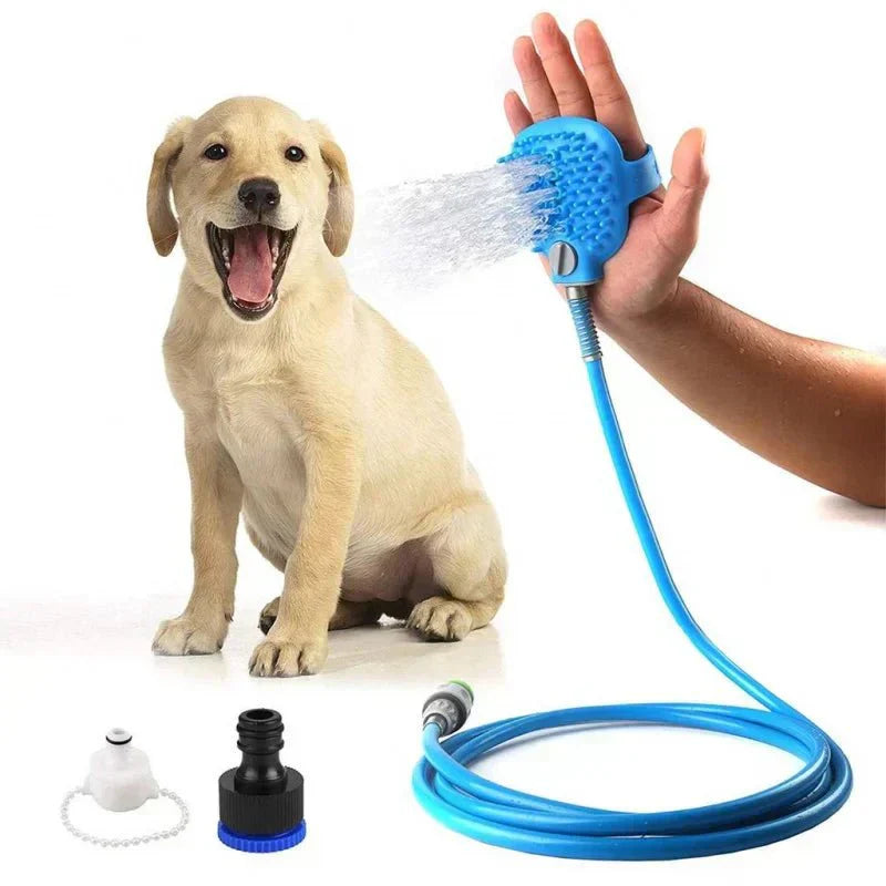 Guante de masaje con manguera de silicona para baño de mascotas