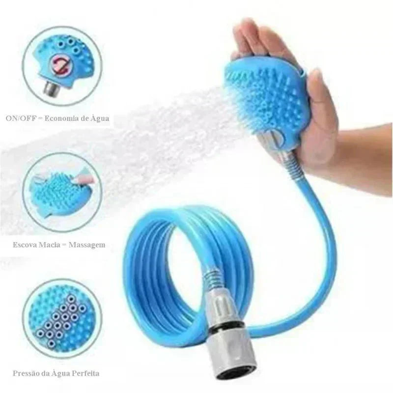 Guante de masaje con manguera de silicona para baño de mascotas